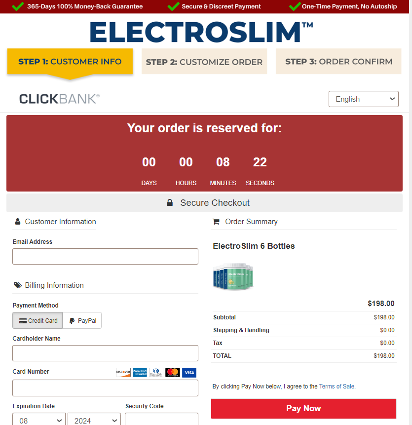 ElectroSlim Order Page